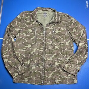 Gap Women's Full-Zip Closure Collared Jacket‎ Army Green Camouflage Size XL